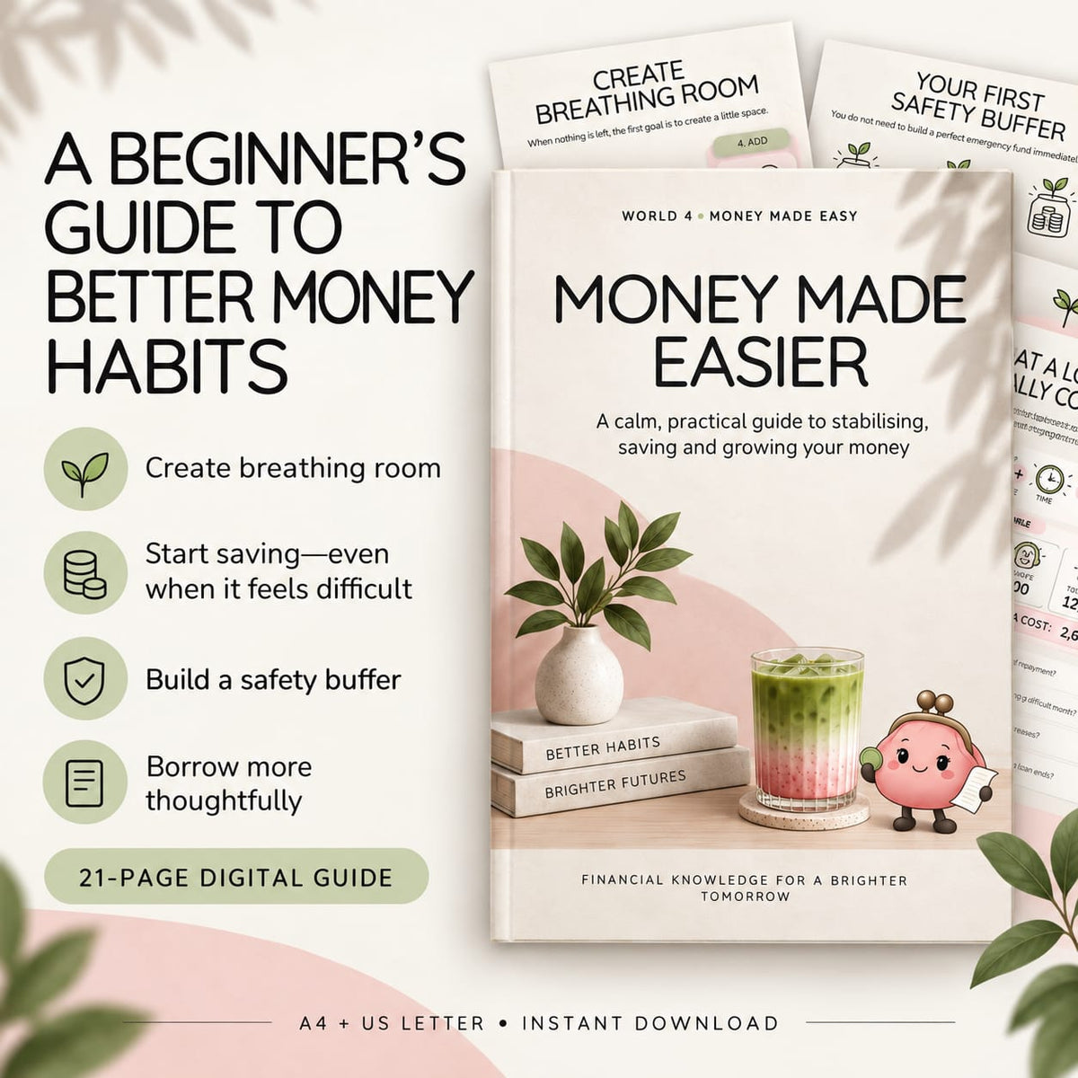 Money Made Easier beginner guide covering saving habits, safety buffers, breathing room and thoughtful borrowing.