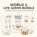 Life Admin printable planner bundle with six mini kits in A4 and US Letter by The Easier Club