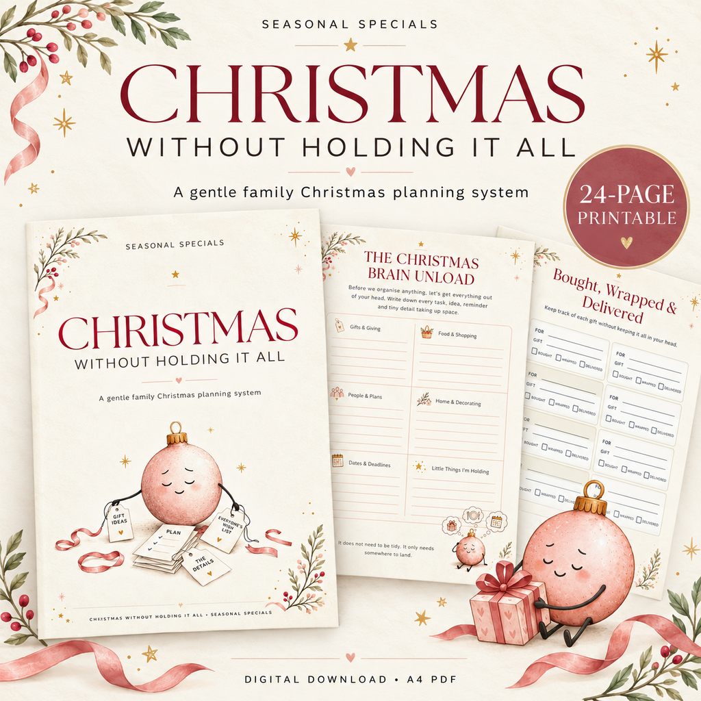 A4 PDF digital-download details for Christmas Without Holding It All.