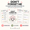 Don't forget me printable life admin planner by The Easier Club with brain mascot and life admin worksheet previews