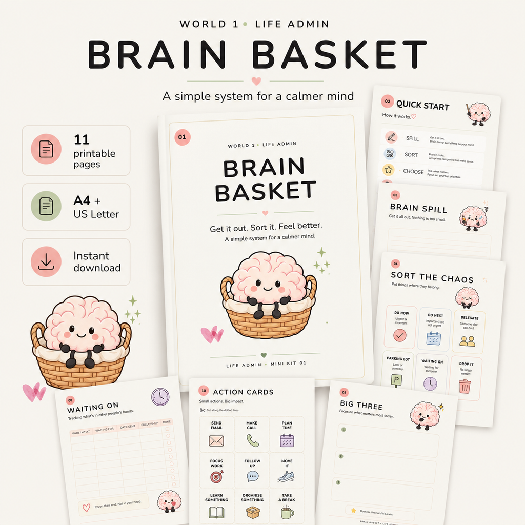 Brain Basket printable brain dump and life admin organiser by The Easier Club