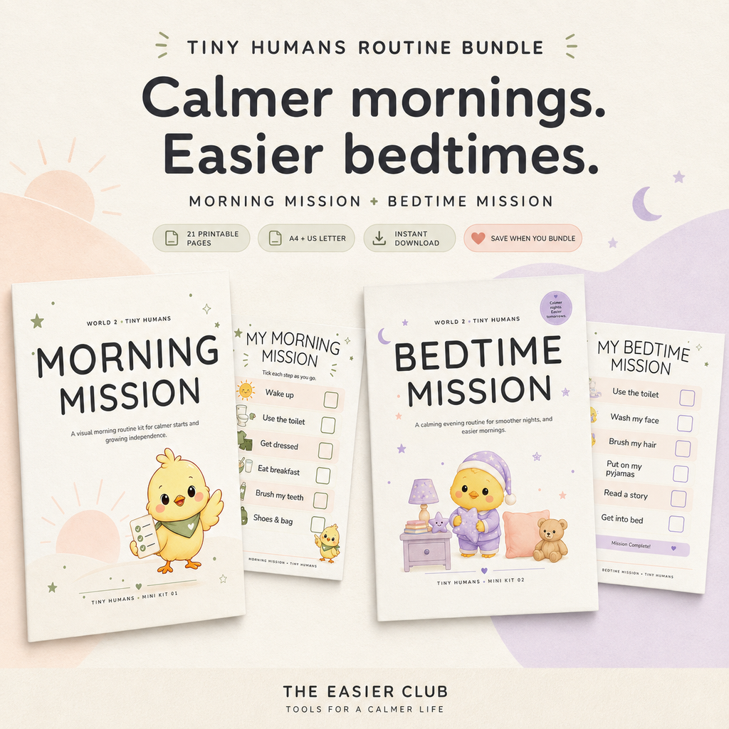 Morning and Bedtime Routine Bundle for kids with 21 printable pages by The Easier Club