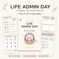 Life Admin Day printable planner by The Easier Club with life admin pages and brain mascot