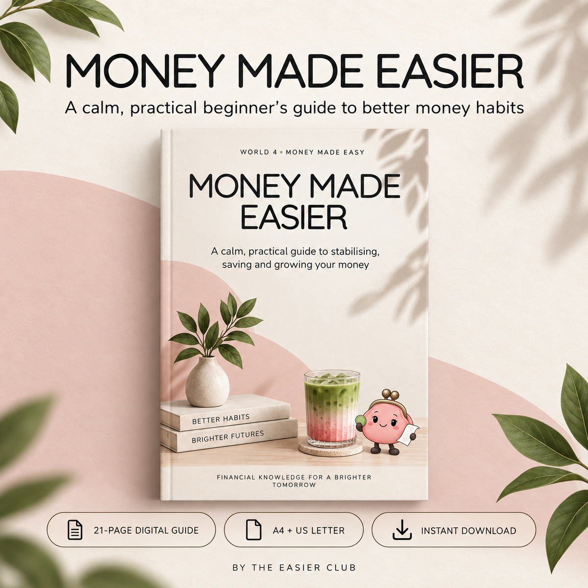 Cover of Money Made Easier, a 21-page beginner money management and saving guide by The Easier Club.