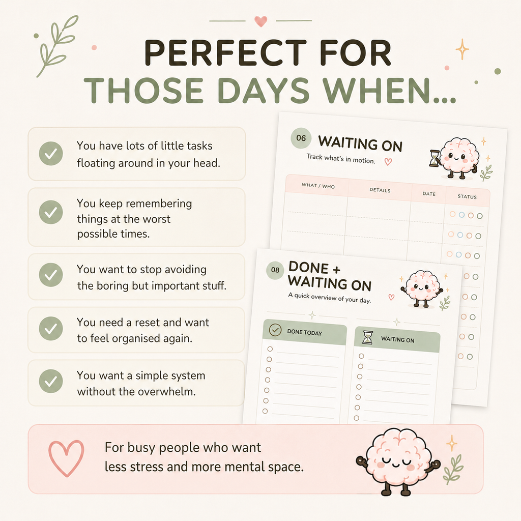 Life Admin Day printable planner for organising overwhelming tasks and everyday life admin