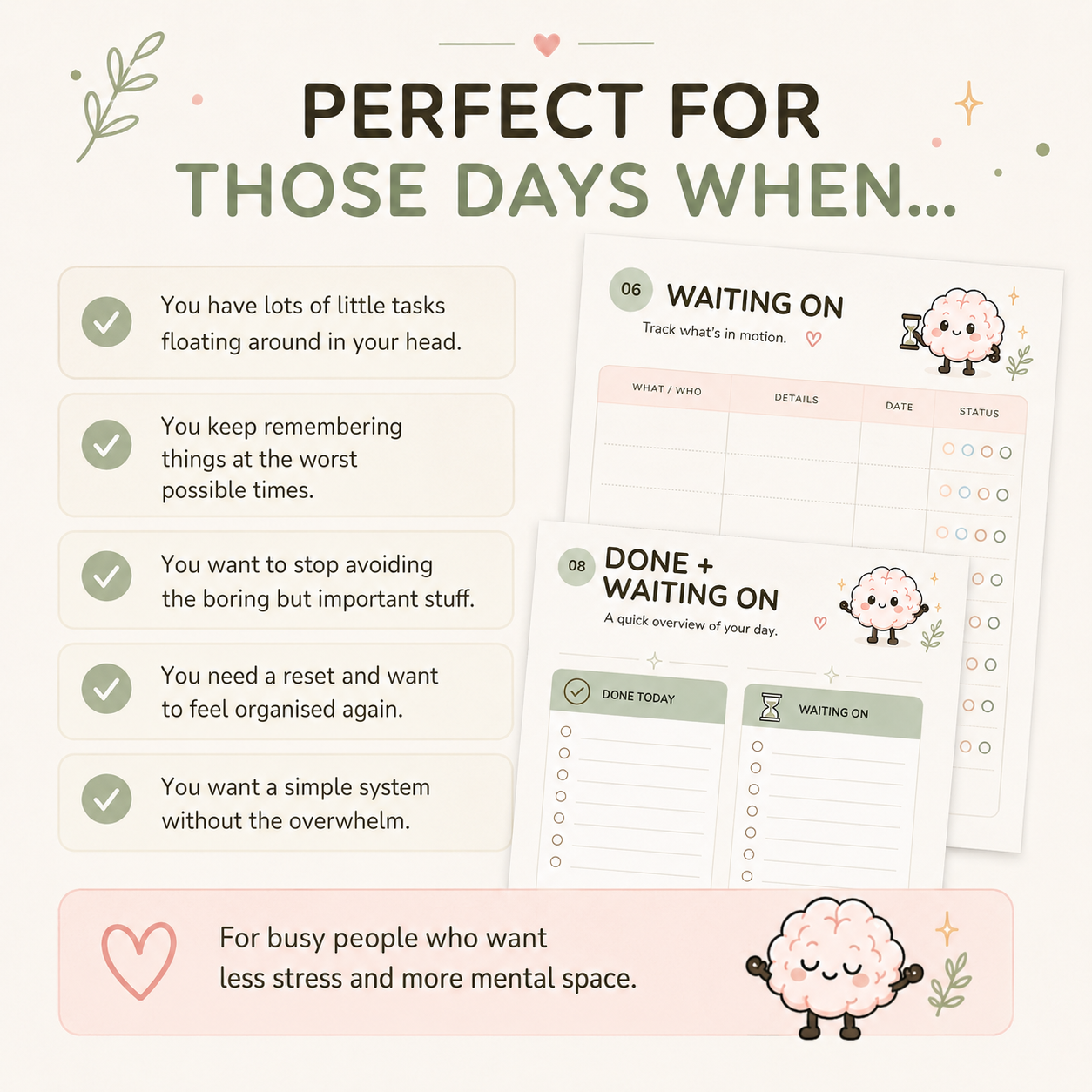 Life Admin Day printable planner for organising overwhelming tasks and everyday life admin