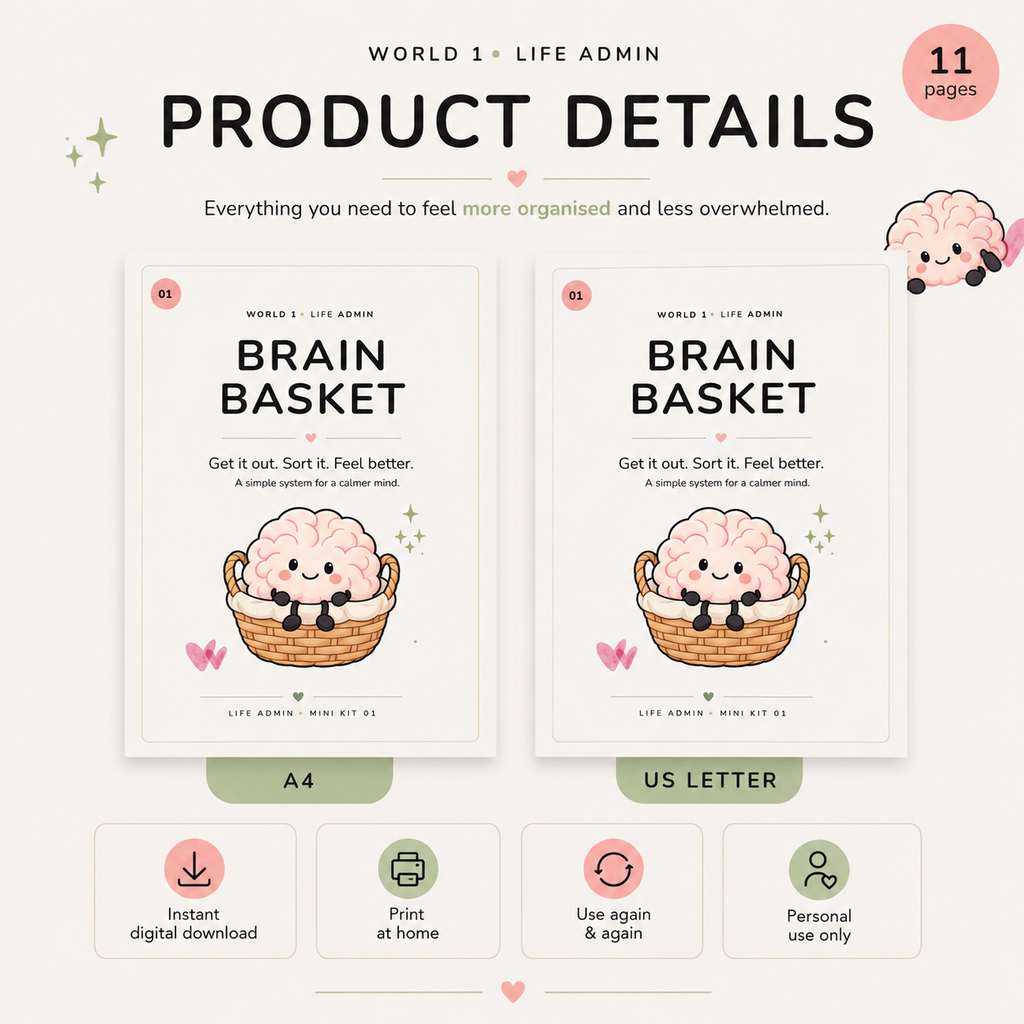Brain Basket digital download printable in A4 and US Letter sizes
